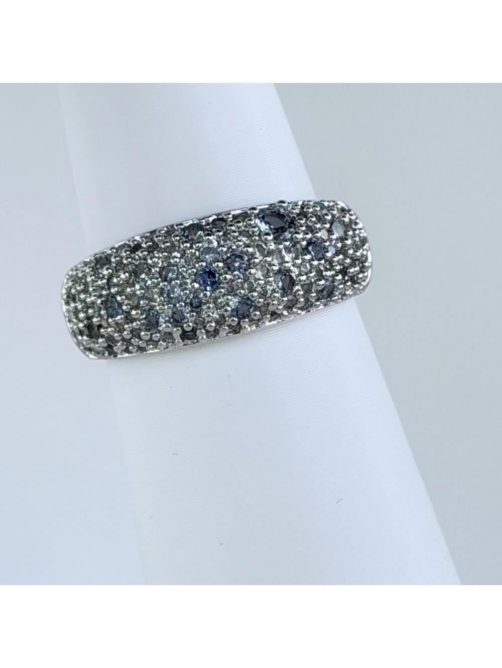 Bomb Party Ring Sz 8 "All Made Of Stars" Blue Zircon Spinel & CZ Pave on Rhodium